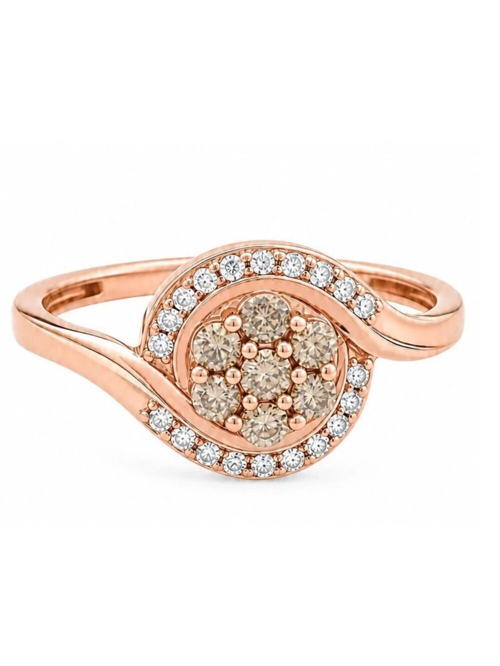 Genuine 1.10 Cts Diamonds Ring Solid 10k Rose Gold